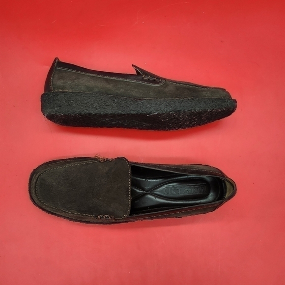 Lands’ End Brown Suede Leather Loafers Crepe Sole Women's 9M Made in Brazil - Picture 12 of 13